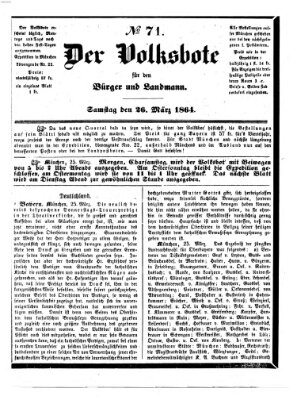 Der Volksbote für den Bürger und Landmann Samstag 26. März 1864