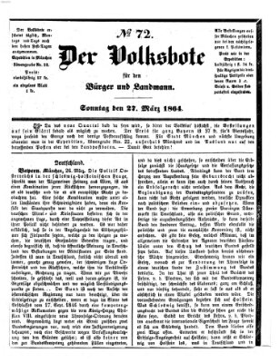 Der Volksbote für den Bürger und Landmann Sonntag 27. März 1864