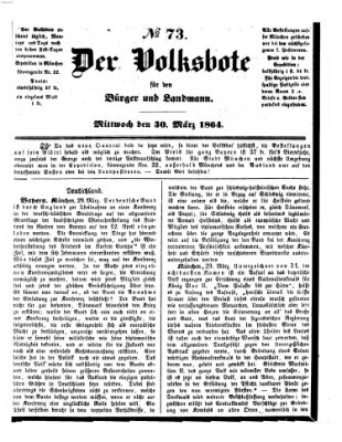 Der Volksbote für den Bürger und Landmann Mittwoch 30. März 1864