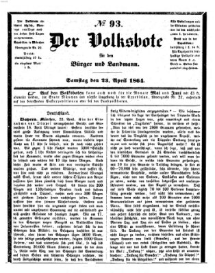 Der Volksbote für den Bürger und Landmann Samstag 23. April 1864