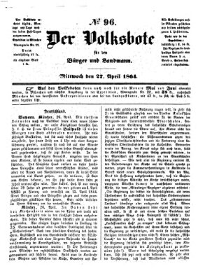 Der Volksbote für den Bürger und Landmann Mittwoch 27. April 1864