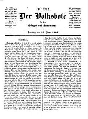 Der Volksbote für den Bürger und Landmann Freitag 10. Juni 1864