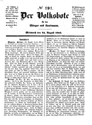 Der Volksbote für den Bürger und Landmann Mittwoch 24. August 1864