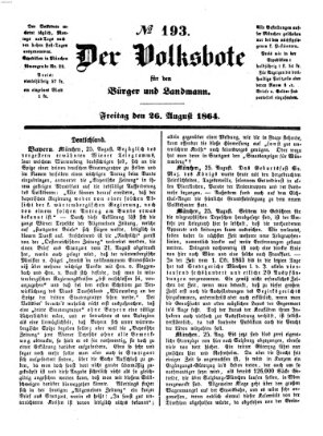 Der Volksbote für den Bürger und Landmann Freitag 26. August 1864