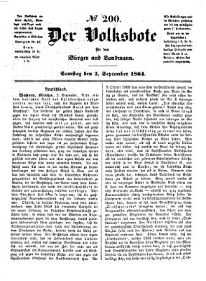 Der Volksbote für den Bürger und Landmann Samstag 3. September 1864