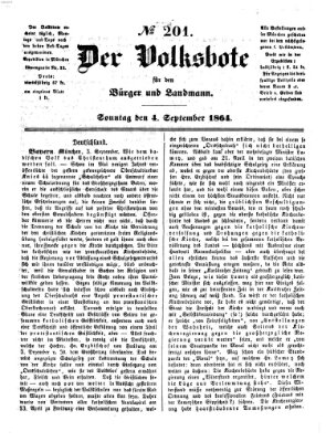 Der Volksbote für den Bürger und Landmann Sonntag 4. September 1864