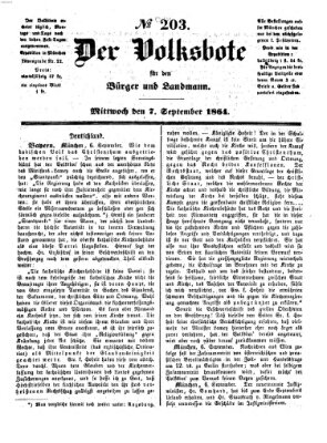 Der Volksbote für den Bürger und Landmann Mittwoch 7. September 1864