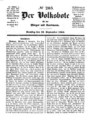 Der Volksbote für den Bürger und Landmann Samstag 10. September 1864