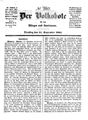 Der Volksbote für den Bürger und Landmann Dienstag 13. September 1864