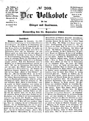 Der Volksbote für den Bürger und Landmann Donnerstag 15. September 1864