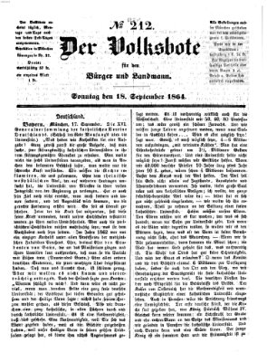 Der Volksbote für den Bürger und Landmann Sonntag 18. September 1864