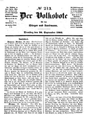 Der Volksbote für den Bürger und Landmann Dienstag 20. September 1864