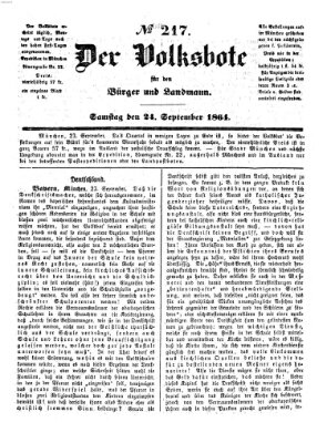 Der Volksbote für den Bürger und Landmann Samstag 24. September 1864