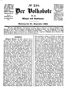 Der Volksbote für den Bürger und Landmann Sonntag 25. September 1864