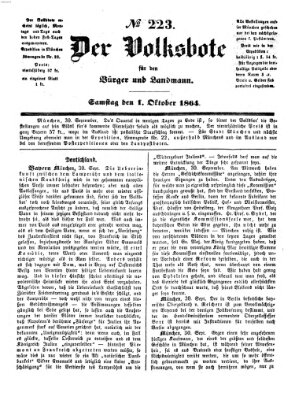 Der Volksbote für den Bürger und Landmann Samstag 1. Oktober 1864