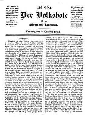 Der Volksbote für den Bürger und Landmann Sonntag 2. Oktober 1864