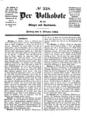 Der Volksbote für den Bürger und Landmann Freitag 7. Oktober 1864