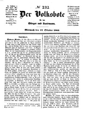 Der Volksbote für den Bürger und Landmann Mittwoch 12. Oktober 1864