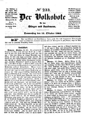 Der Volksbote für den Bürger und Landmann Donnerstag 13. Oktober 1864