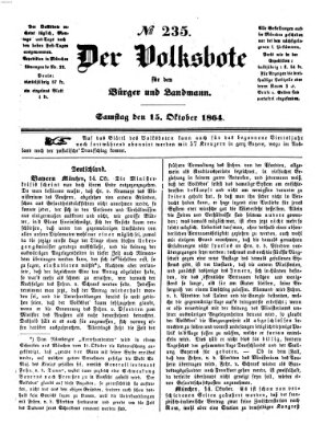 Der Volksbote für den Bürger und Landmann Samstag 15. Oktober 1864