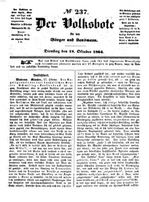 Der Volksbote für den Bürger und Landmann Dienstag 18. Oktober 1864