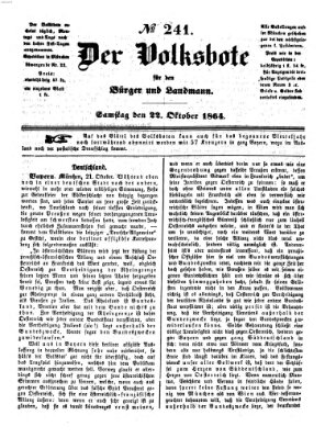 Der Volksbote für den Bürger und Landmann Samstag 22. Oktober 1864