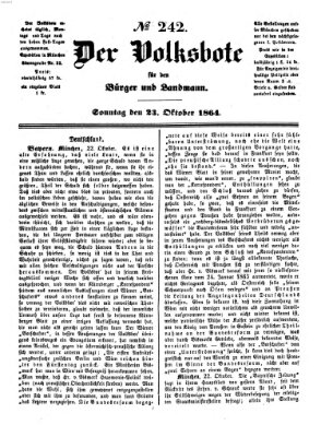 Der Volksbote für den Bürger und Landmann Sonntag 23. Oktober 1864