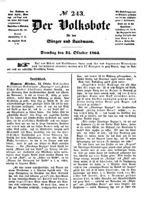 Der Volksbote für den Bürger und Landmann Dienstag 25. Oktober 1864