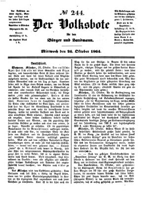 Der Volksbote für den Bürger und Landmann Mittwoch 26. Oktober 1864