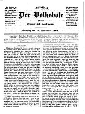 Der Volksbote für den Bürger und Landmann Samstag 12. November 1864