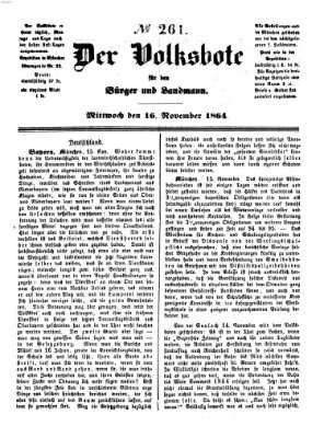 Der Volksbote für den Bürger und Landmann Mittwoch 16. November 1864