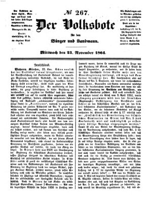 Der Volksbote für den Bürger und Landmann Mittwoch 23. November 1864