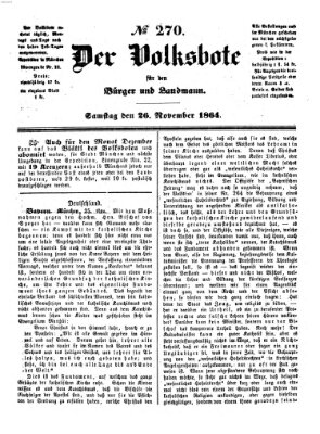 Der Volksbote für den Bürger und Landmann Samstag 26. November 1864