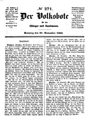 Der Volksbote für den Bürger und Landmann Sonntag 27. November 1864