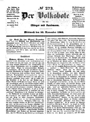 Der Volksbote für den Bürger und Landmann Mittwoch 30. November 1864