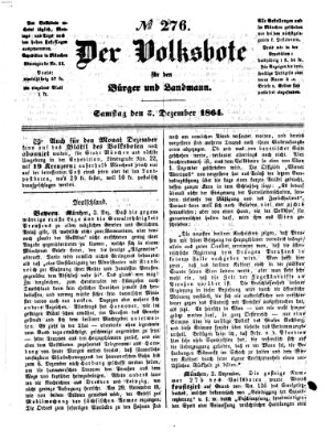 Der Volksbote für den Bürger und Landmann Samstag 3. Dezember 1864