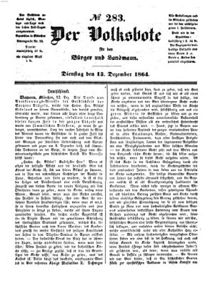 Der Volksbote für den Bürger und Landmann Dienstag 13. Dezember 1864