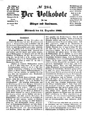 Der Volksbote für den Bürger und Landmann Mittwoch 14. Dezember 1864