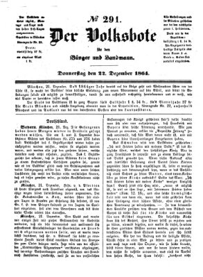 Der Volksbote für den Bürger und Landmann Donnerstag 22. Dezember 1864