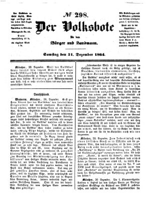 Der Volksbote für den Bürger und Landmann Samstag 31. Dezember 1864