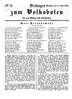 Der Volksbote für den Bürger und Landmann Montag 18. Januar 1864