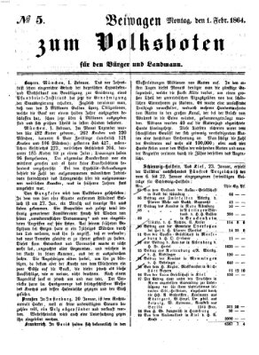 Der Volksbote für den Bürger und Landmann Montag 1. Februar 1864