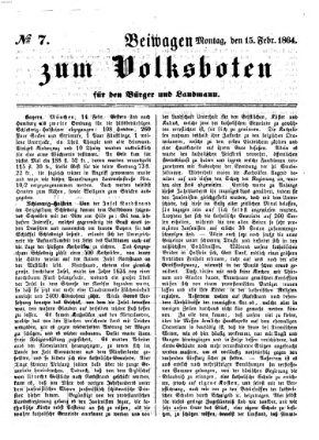 Der Volksbote für den Bürger und Landmann Montag 15. Februar 1864