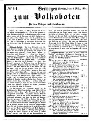 Der Volksbote für den Bürger und Landmann Montag 14. März 1864