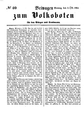 Der Volksbote für den Bürger und Landmann Montag 3. Oktober 1864