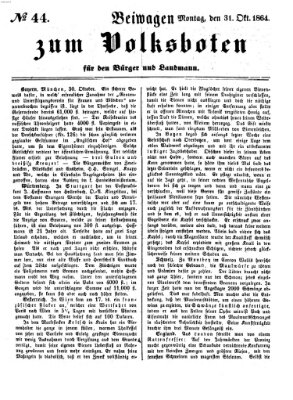 Der Volksbote für den Bürger und Landmann Montag 31. Oktober 1864