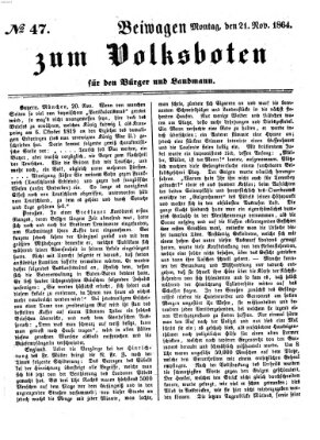 Der Volksbote für den Bürger und Landmann Montag 21. November 1864