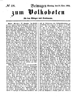 Der Volksbote für den Bürger und Landmann Montag 28. November 1864