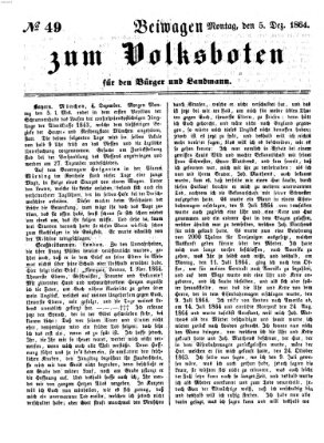 Der Volksbote für den Bürger und Landmann Montag 5. Dezember 1864