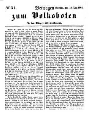 Der Volksbote für den Bürger und Landmann Montag 19. Dezember 1864